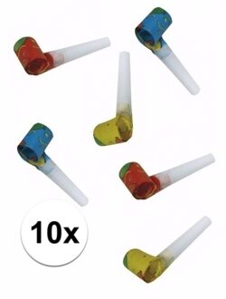 Papieren roltongen / feest toetertjes - 10x - blaastoeters - kunststof/papier