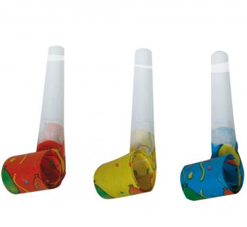 Papieren roltongen / feest toetertjes - 20x - blaastoeters - kunststof/papier