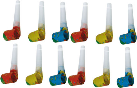 Papieren roltongen / feest toetertjes - 25x - blaastoeters - kunststof / papier - feesttoeters