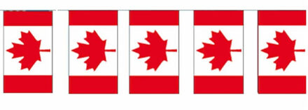 Papieren slinger Canada 4 meter - Canadese vlag - Supporter feestartikelen - Landen decoratie/versiering