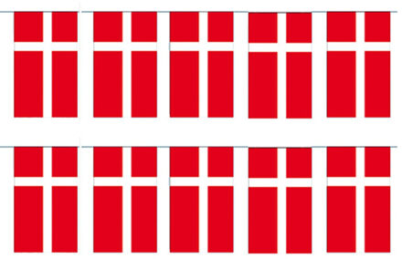 Papieren slinger Denemarken - 2x - 400 cm - Deense vlag - Supporter feestartikelen
