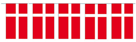 Papieren slinger Denemarken - 400 cm - Deense vlag - Supporter feestartikelen Multi