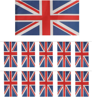 Papieren slinger Engeland/uk - 2x - 4 meter - Engelse/uk vlag - Supporter feestartikelen
