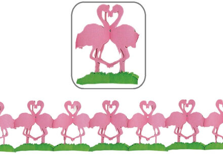 Papieren slinger flamingo 3 meter Multikleur