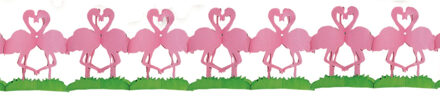 Papieren slinger flamingo vogel thema 3 meter Multi