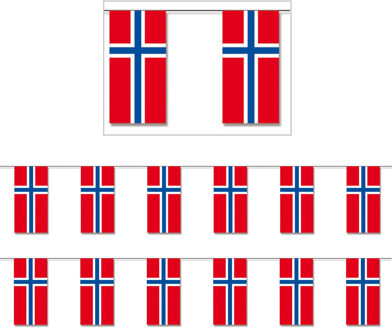 Papieren slinger Noorwegen - 2x - 4 meter - Noorse vlag - Supporter feestartikelen