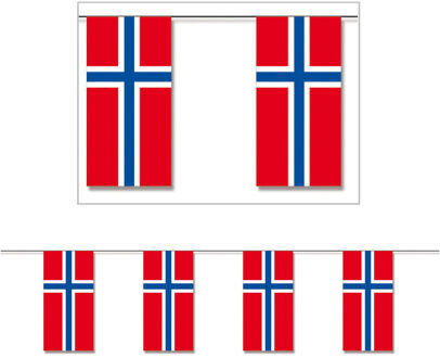 Papieren slinger Noorwegen - 4 meter - Noorse vlag - Supporter feestartikelen