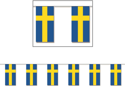 Papieren slinger Zweden - 4 meter - Sweden vlag - Supporter feestartikelen Multi