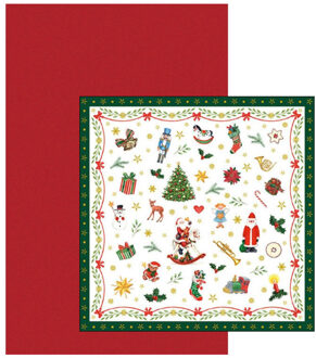 Papieren tafelkleed/tafellaken rood inclusief kerst servetten Multi
