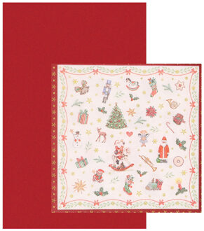 Papieren tafelkleed/tafellaken rood inclusief kerst servetten