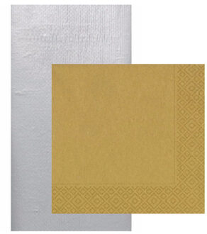 Papieren tafelkleed/tafellaken zilver inclusief gouden servetten Multi