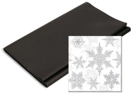 Papieren tafelkleed/tafellaken zwart inclusief kerst servetten Multi