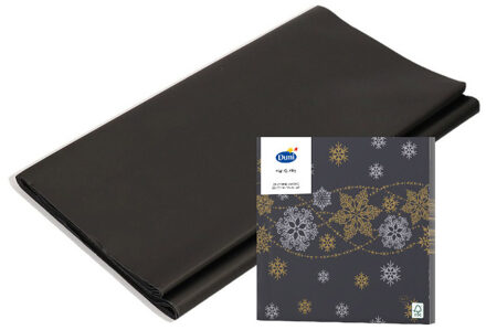 Papieren tafelkleed/tafellaken zwart inclusief kerst servetten