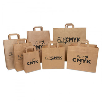 Papieren tasjes met logo - take away tassen met eigen logo (100 st) drukken