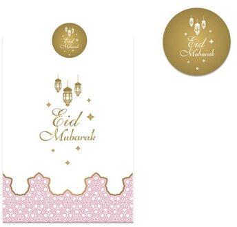 Papieren Uitdeelzakjes Eid Mubarak Roze (6st) Roze, Wit - Transparant