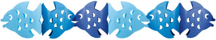 Papieren vissen slingers - blauw - 3 meter - strand-maritiem thema