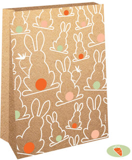 Papieren Zakjes Paashaas (4st) Multikleur - Print