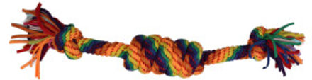 Papillon Flostouw Regenboog hondenspeelgoed 63cm - knoop