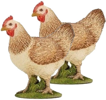 Papo Boerderijdier kip - 2x - plastic - 14.5 cm - speelgoed figuur