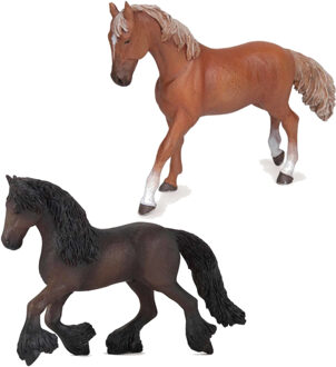 Papo Plastic speelgoed boerderijdieren set van 2x stuks paarden