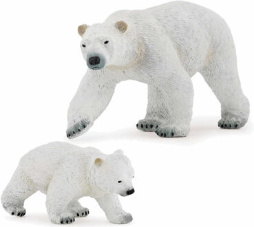 Papo Plastic speelgoed figuren setje ijsbeer en baby/kind 14 en 8 cm