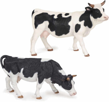 Papo Plastic speelgoed figuren setje van 2x bonte koeien 14 cm - Speelfiguren