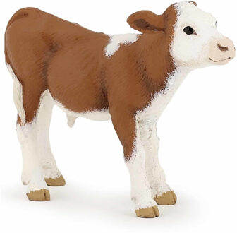 Papo Speelfiguur Koe - bruin - kalfje - Simmental - 6 x 2,5 cm - kunststof