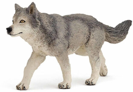 Papo Speelgoed Grijze wolf - figuur - 12 cm - kunststof - speeldieren - dieren - speelfiguren Multi