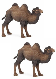 Papo Speelgoed kameel - 2x stuks - figuur - 12 cm - kunststof - speeldieren - dieren - speelfiguren