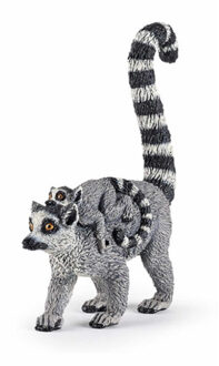 Papo Speelgoed Ringstaart Maki aap met baby - figuur - 12 cm - kunststof - speeldieren - dieren Multi