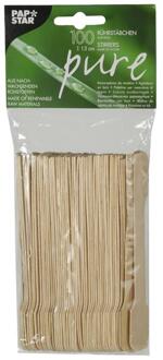 Papstar 100 Roerstaafjes hout "pure" 13cm bruin