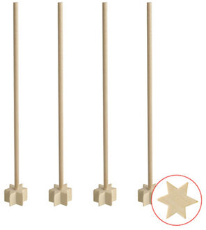 Papstar 100x Herbruikbare ster vormige cocktailstampers hout 17 cm - Cocktailprikkers