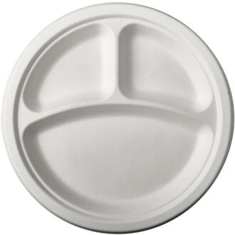 Papstar 12 Borden suikerriet "Pure" 3-vaks Ø23cm wit