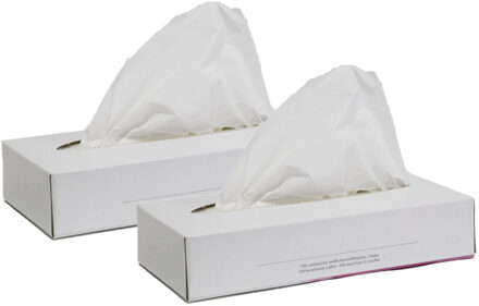 Papstar 2x doosjes met 100x stuks 2-laags papieren tissues - Feestservetten Wit