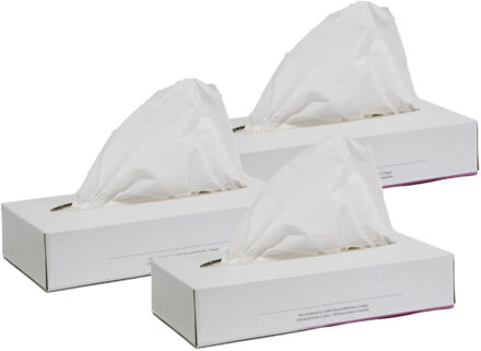 Papstar 3x doosjes met 100x stuks 2-laags papieren tissues - Feestservetten Wit