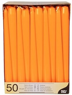 Papstar 50x Oranje dinerkaarsen 25 cm
