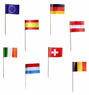 Papstar 50x stuks cocktailprikkers vlaggetjes Europa Multi