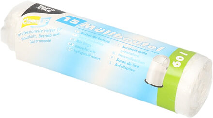 Papstar Afvalzakken/vuilniszakken - 15x st - 60 liter - transparant - Prullenbak zakken