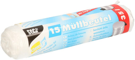 Papstar afvalzakken/vuilniszakken - 15x stuks - 35 liter - transparant - Prullenbak zakken