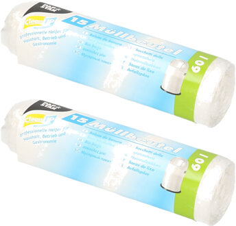 Papstar Afvalzakken/vuilniszakken - 30x st - 60 liter - transparant - Prullenbak zakken