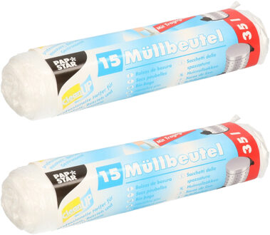 Papstar afvalzakken/vuilniszakken - 30x stuks - 35 liter - transparant - Prullenbak zakken
