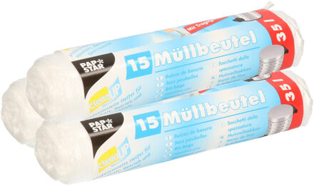 Papstar afvalzakken/vuilniszakken - 45x stuks - 35 liter - transparant - Prullenbak zakken
