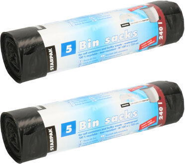 Papstar afvalzakken / vuilniszakken XXL - 240 liter - 10x stuks - extra stevig - containerzakken
