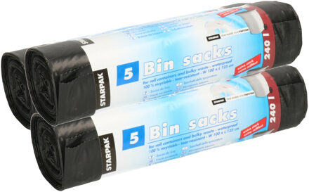 Papstar afvalzakken / vuilniszakken XXL - 240 liter - 15x stuks - extra stevig - containerzakken