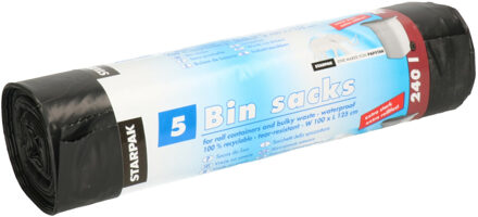 Papstar afvalzakken / vuilniszakken XXL - 240 liter - 5x stuks - extra stevig - containerzakken
