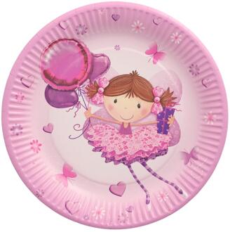 Papstar Borden Little Dancer karton Ø23cm 10st roze