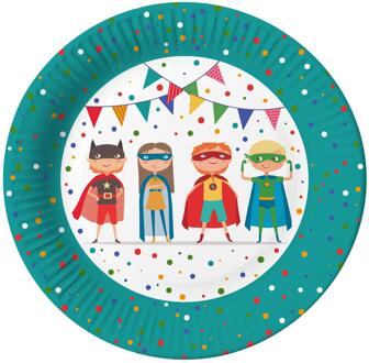 Papstar Borden Superhero karton Ø23cm 10st multi