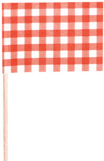 Papstar Cocktailprikkers - Boerenbond - 200x stuks - 8 cm - ruit - tapas - hapjes - prikkertjes Rood