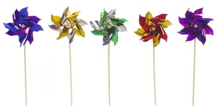 Papstar Cocktailprikkers molens - 100x - gekleurd - 17 cm - windmolens - Cocktailprikkers Multikleur