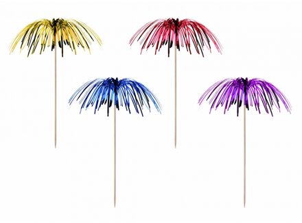 Papstar Decoratie prikkers vuurwerk - 10x - 17 cm - ijscoupe prikkers - ijsprikkers Multi